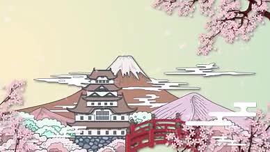 春季富士山下赏樱花ae模板视频的预览图